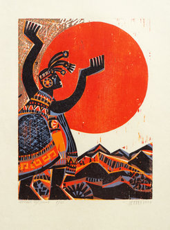 Mythos VI Sonne (1999), Farbholzschnitt