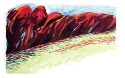 Herbstbaumgruppe, Farbholzschnitt (1984)