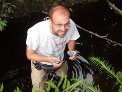 Miquel in the ditch in Tasmania.