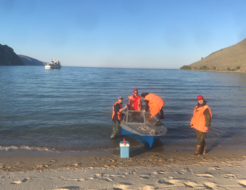 Sampling at Lake Baikal, Russia.